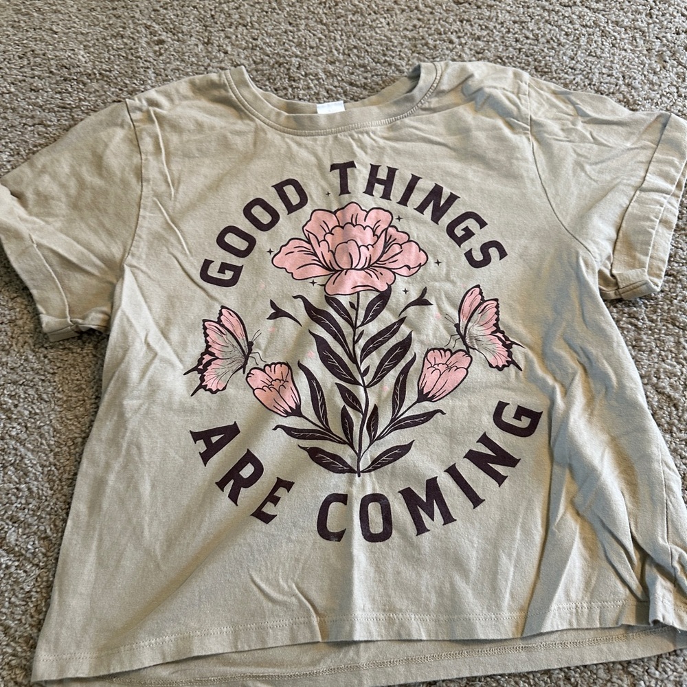 Vibe Beige Tee with Bold Text